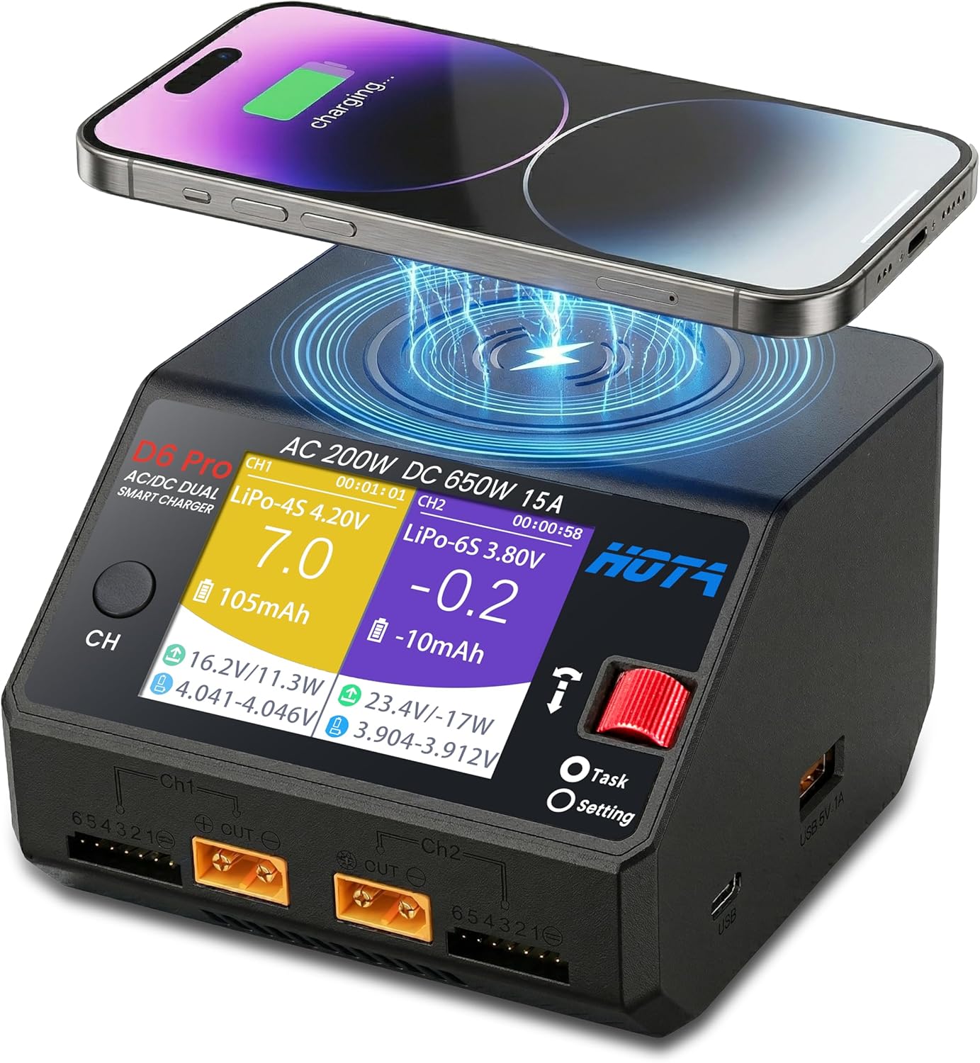 Hota D6 Pro dual-channel smart balance charger